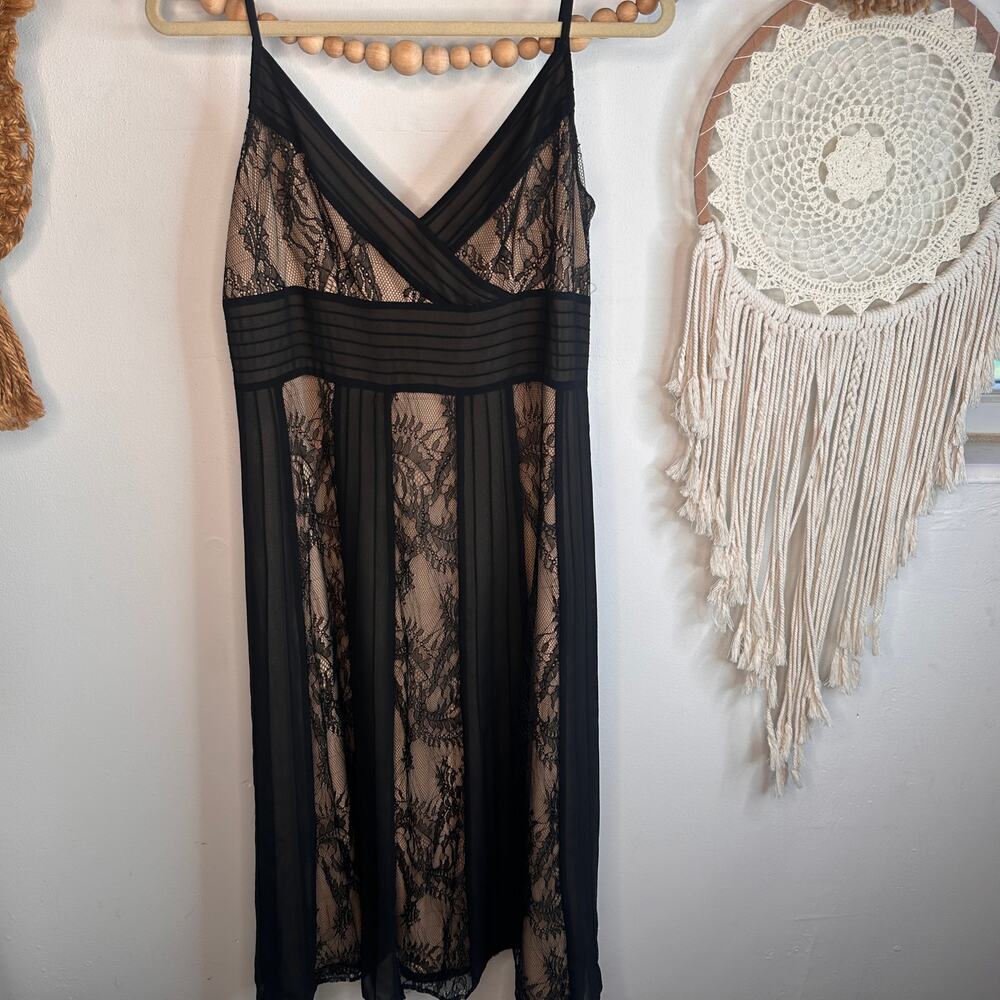 Loft Nude Black Lace Overlay Midi Dress - Picture 2 of 5